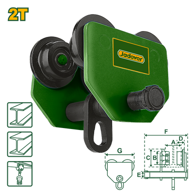 JADEVER Hand Push Manual Trolley – 2 Ton Capacity | Adjustable Beam Width 94–124mm (JDCK4520)