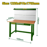 JADEVER Steel Work Bench with Drawer and Pegboard – 1220mm Width (JDCS5A03)