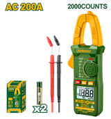JADEVER Digital AC Clamp Meter – True RMS, 200A Max, Auto Power Off, with Batteries (JDDM6501)