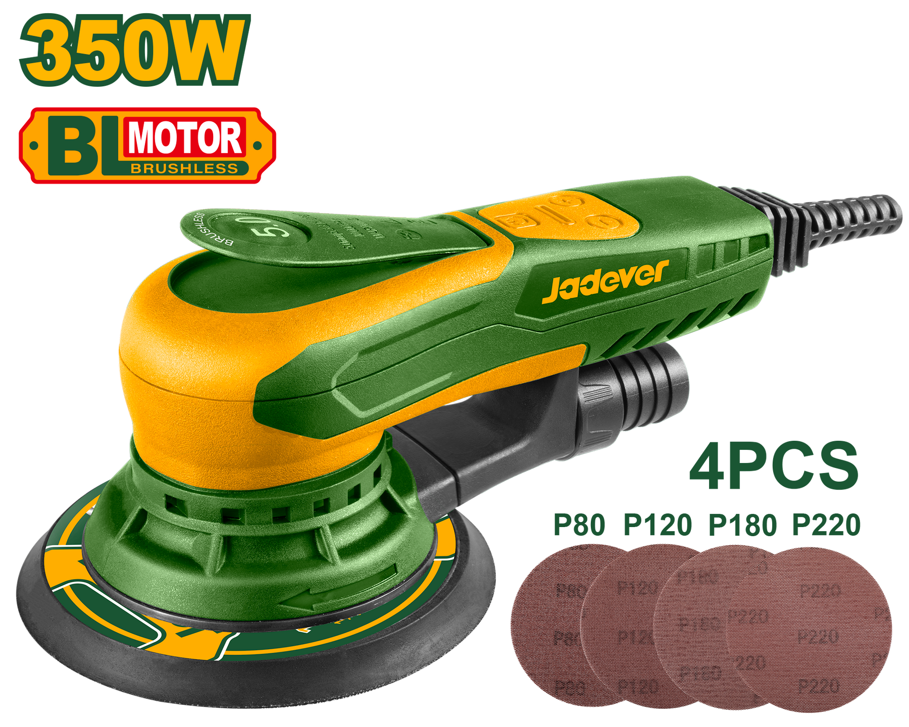 Jadever Orbital Sander 350W | 150mm Pad | Brushless & Variable Speed