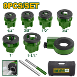 JADEVER Pipe Threading Set BSPT – 9 Pcs – 1/4" to 1-1/4" (JDJK1D61)