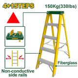 JADEVER Single-Side Fiberglass Ladder 4+1 Steps | 150kg (JDLD0905)