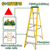 JADEVER Single-Side Fiberglass Ladder 6+1 Steps | 150kg (JDLD0907)