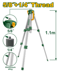 JADEVER Laser Level Tripod – Adjustable 0.45m–1.1m, Aluminum, 5/8" & 1/4" Adapter Screw (JDLE9301)