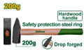 JADEVER Machinist Hammer 200g – Drop-Forged Steel Head with Hardwood Handle (JDMB1302)