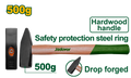 JADEVER Machinist Hammer 500g – Drop-Forged Steel Head with Hardwood Handle (JDMB1305)