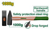 JADEVER Machinist Hammer 1000g – Heavy Duty Drop-Forged Steel Head with Hardwood Handle (JDMB1310)