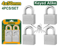 JADEVER 4Pcs Key-Alike Square Type Vane Padlock Set 50mm (JDPDS454)