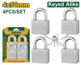 JADEVER 4Pcs Key-Alike Square Type Vane Padlock Set 50mm (JDPDS454)