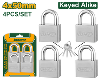 JADEVER 4Pcs Key-Alike Square Type Vane Padlock Set 50mm (JDPDS454)