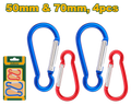 JADEVER Aluminum Carabiner Set – 4 Pcs, 50mm & 70mm (JDQL2K01)