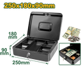 JADEVER Cash Box – 5-Compartment Tray, 25×18×9cm, 0.7mm Steel, 4.1L Capacity, Includes Keys (JDQQX2H04)