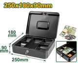 JADEVER Cash Box – 5-Compartment Tray, 25×18×9cm, 0.7mm Steel, 4.1L Capacity, Includes Keys (JDQQX2H04)