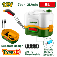 JADEVER Cordless Pressure Washer 12V – 8L Tank with USB-C Charging & Auto Stop (JDQX2512)