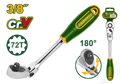 JADEVER 3/8" Drive Flex Head Ratchet – 72T Swivel Head Ratchet with Soft Grip Handle (JDRW4238)