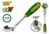 JADEVER 3/8" Drive Flex Head Ratchet – 72T Swivel Head Ratchet with Soft Grip Handle (JDRW4238)