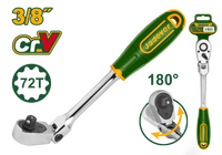 JADEVER 3/8" Drive Flex Head Ratchet – 72T Swivel Head Ratchet with Soft Grip Handle (JDRW4238)