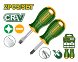 JADEVER 2 Pcs Screwdriver Set – CR-V Short Screwdrivers Set (JDSS1202)