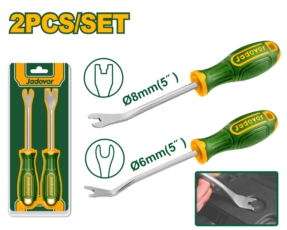JADEVER 2PCs Door Trim Remover Set – For Clips, Rivets &amp; Fasteners (JDSS1602)