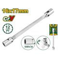 JADEVER Double Flexible Socket Wrench – 16mm & 17mm, 255mm Length, 12-Point Heads (JDTH2E05)