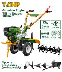 JADEVER 212cc Gasoline Tiller – 7HP Gear-Driven Cultivator with 510–1000mm Tilling Width (JDTL2A1001)