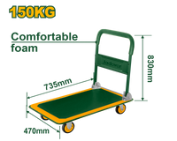 JADEVER Foldable Platform Hand Truck – 150kg Capacity, Steel Frame, 100mm Wheels (JDWB1315)
