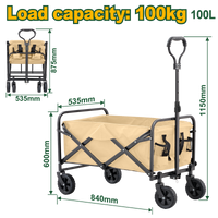 JADEVER Camping Cart – Foldable Utility Wagon, 100kg Load Capacity, Heavy-Duty Frame (JDWBH1012)
