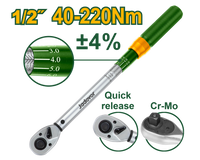 JADEVER Preset Torque Wrench 1/2" – Quick Release Torque Wrench 40-220Nm (JDWQ7D21)