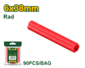 JADEVER Extruded Plastic Wall Anchors – 6×38mm (15/64"×1-1/2"), Red, 90 Pcs PE Anchors (JDXTA922)