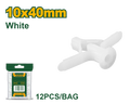 JADEVER Plastic Toggle Anchor – 10×40mm, PE Material, White, Pack of 12 (JDXTH912)