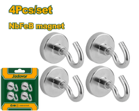 JADEVER 4 Pcs Magnetic Hook Set – Ø20mm, 3kg Force, Nickel-Plated Neodymium (JDZE2K11)