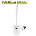 JADEVER Toilet Brush & Holder – Zinc Alloy Base with Clear Glass Cup, Includes Mounting Screws (JDZG1507)