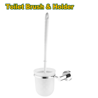 JADEVER Toilet Brush & Holder – Zinc Alloy Base with Clear Glass Cup, Includes Mounting Screws (JDZG1507)