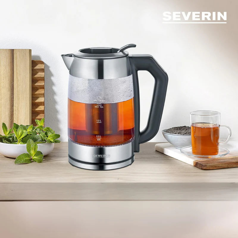 Severin Glass Tea Kettle 1.7L, 2200W, Adjustable Temperature Severin Glass Tea Kettle 1.7L, 2200W, Adjustable Temperature