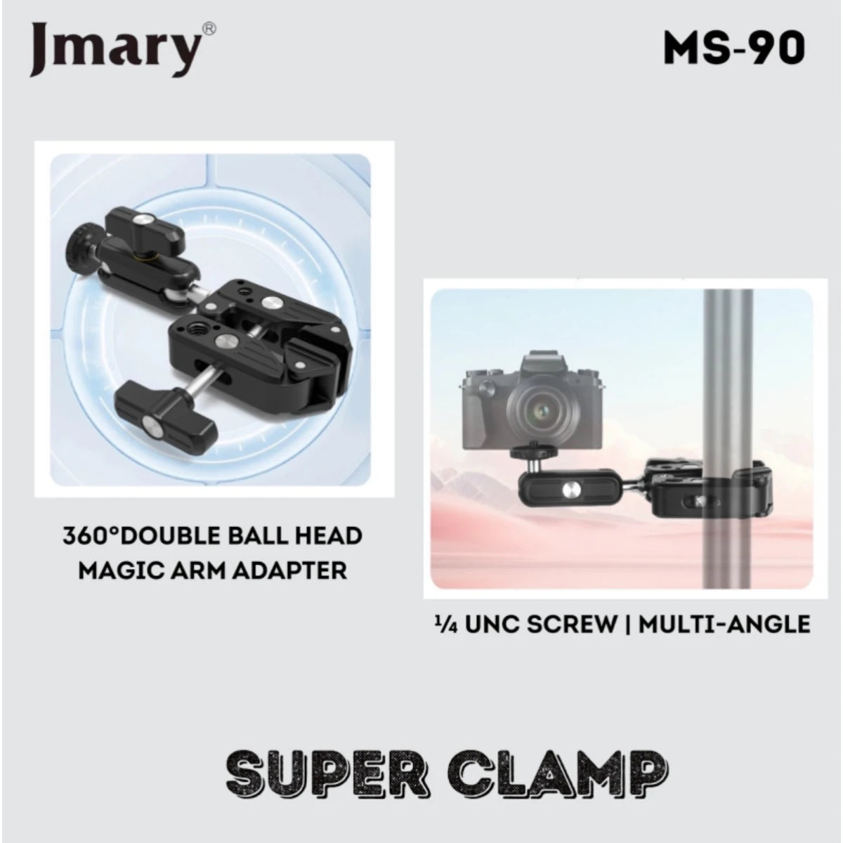JMARY MS-90 Aluminum Clamp for Camera & Phone – Black JMARY MS-90 Aluminum Clamp for Camera & Phone – Black