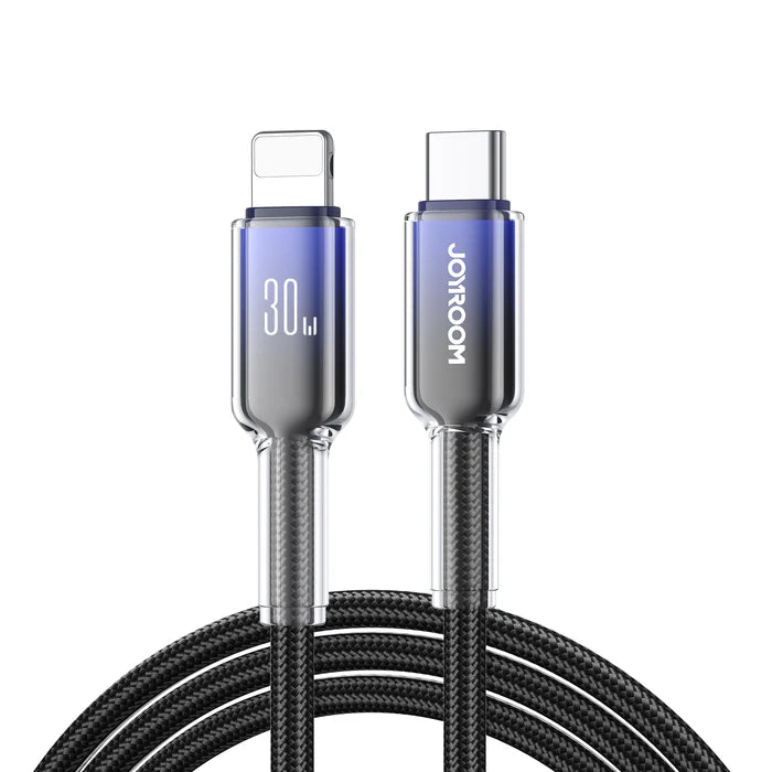 JOYROOM 60W Fast Charging Cable Type C to Lightning 1.2m - Black & Clear