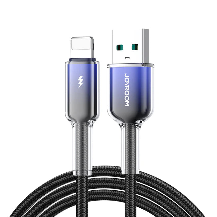 JOYROOM 60W USB A to Lightning Fast Charging Cable 1.2m - Black & Clear JOYROOM 60W USB A to Lightning Fast Charging Cable 1.2m - Black & Clear