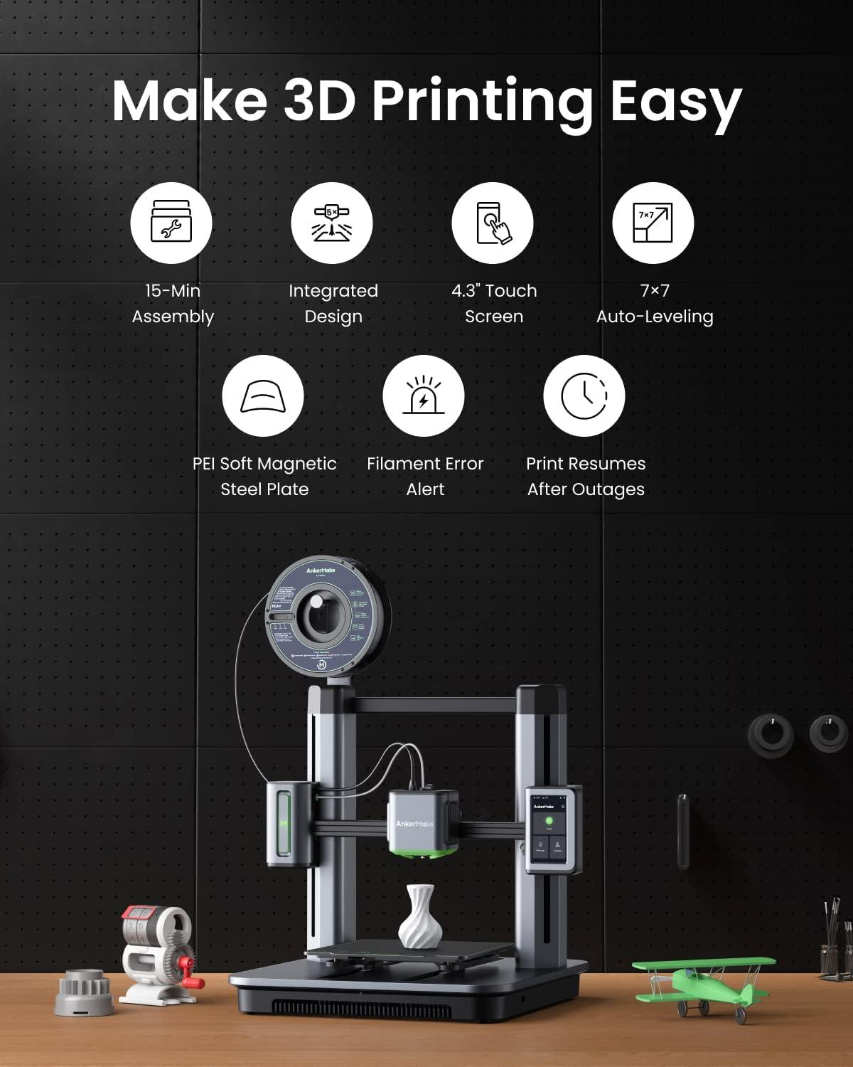 AnkerMake M5 FDM 3D Printer – PowerBoost 3.0 | 0.1mm Precision