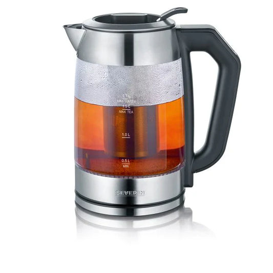 Severin Glass Tea Kettle 1.7L, 2200W, Adjustable Temperature