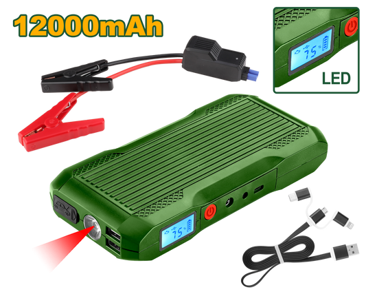 Jadever 12000mAh Car Jump Starter with Power Bank & LED