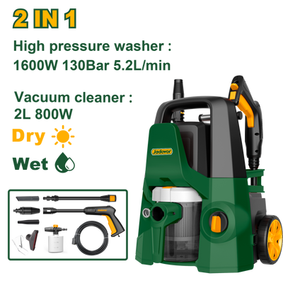 Jadever 130 Bar 1600W Car Washer with Vacuum Suction
