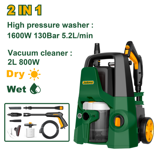 Jadever 130 Bar 1600W Car Washer with Vacuum Suction