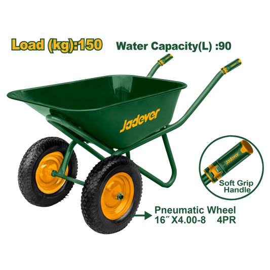 Jadever 150kg 90L Dual-Wheel Concrete Cart