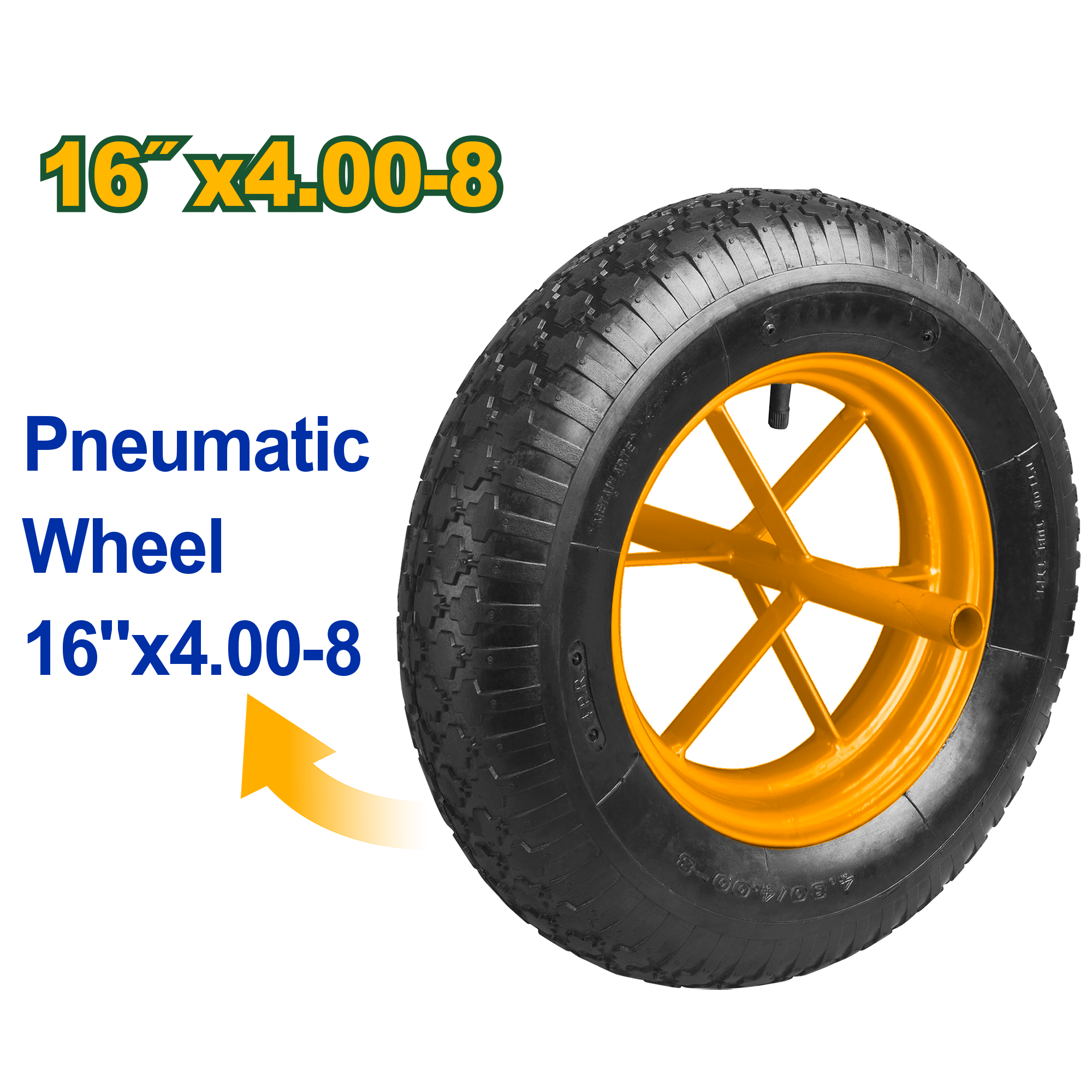 Jadever 16-Inch Pneumatic Wheel for Wheelbarrow 130kg