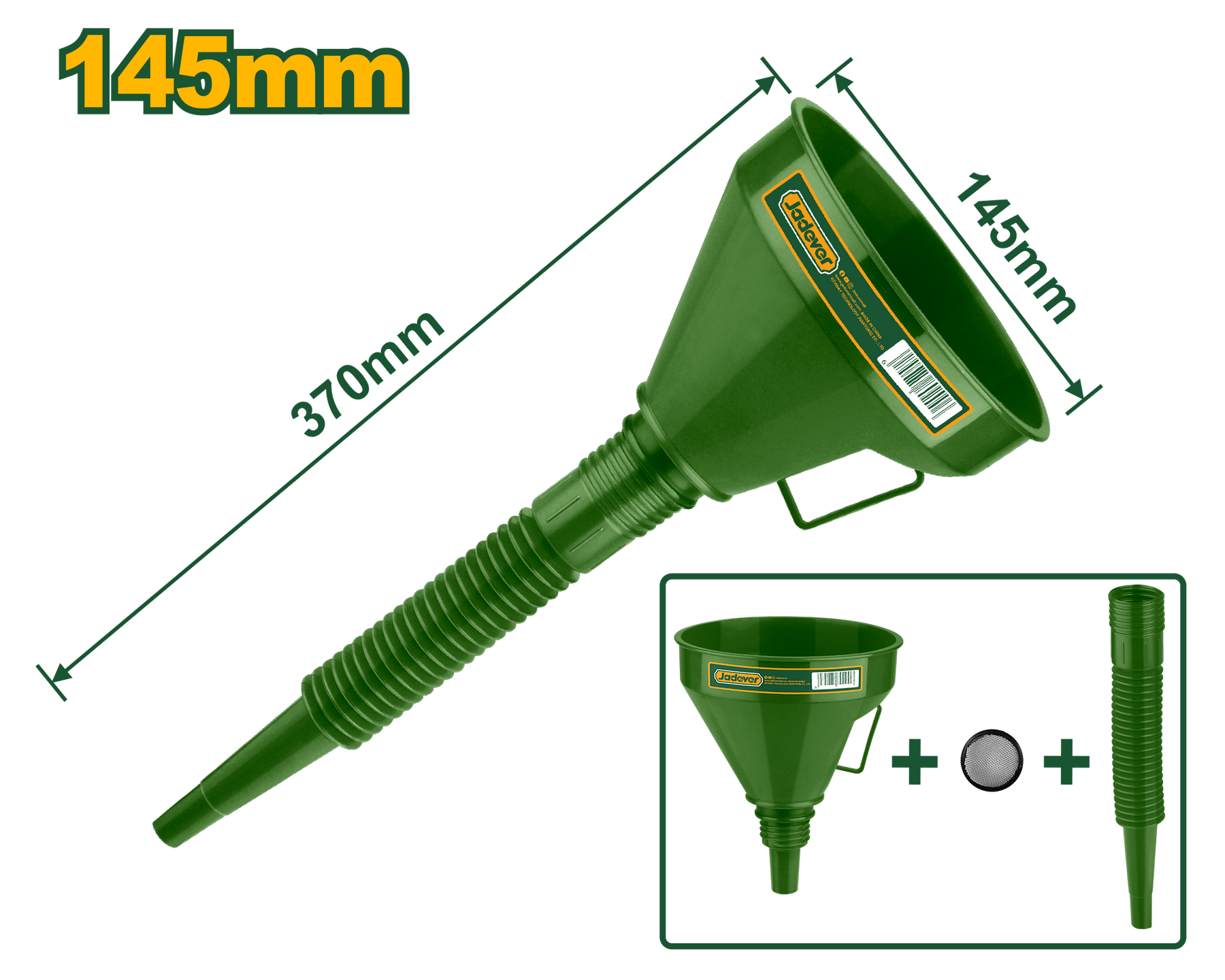 Jadever 2 in 1 Flexible Plastic Funnel with Handle