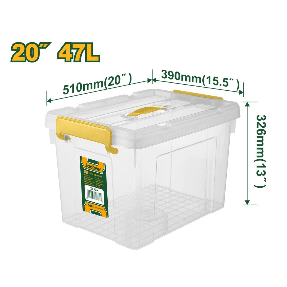 Jadever 47L Clear Plastic Storage Box Durable & Secure Jadever 47L Clear Plastic Storage Box Durable & Secure