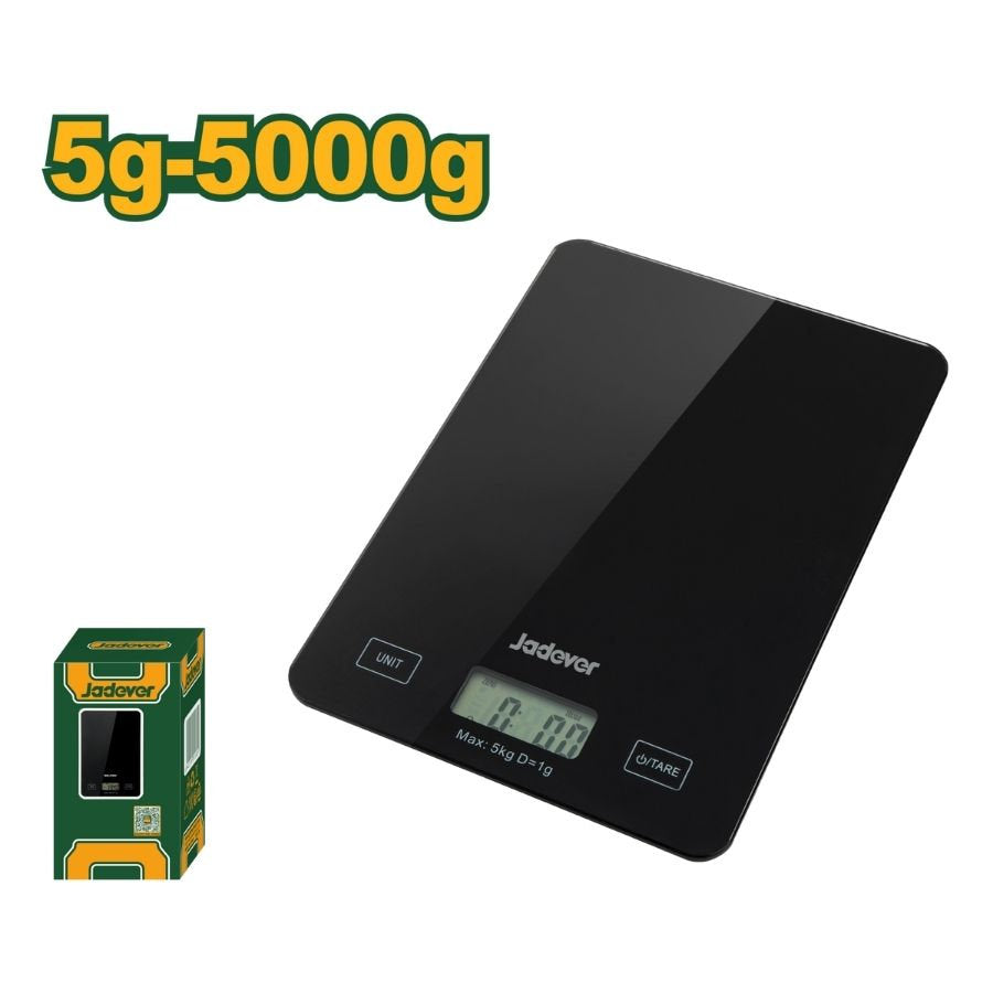 Jadever 5kg Glass Kitchen Scale Precision & Style - Black