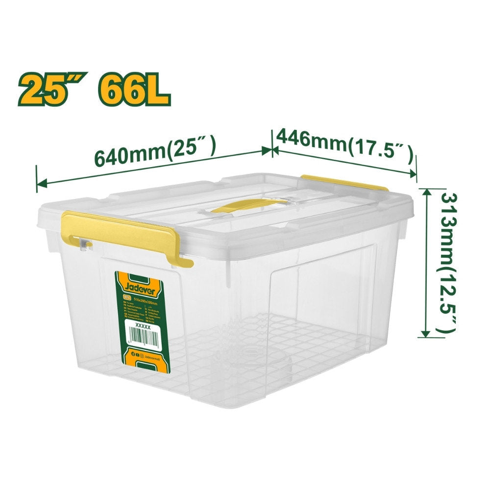 Jadever 66L Clear Plastic Storage Box Durable & Secure Jadever 66L Clear Plastic Storage Box Durable & Secure