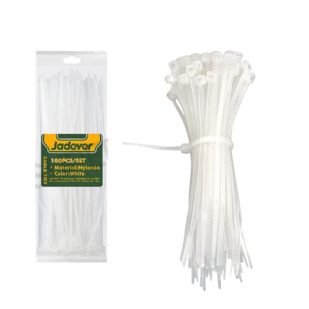 Jadever Cable Tie 300 × 4.8mm Secure & Flexible - White Jadever Cable Tie 300 × 4.8mm Secure & Flexible - White