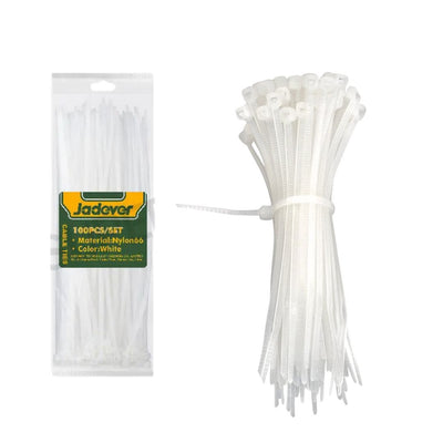 Jadever Cable Tie 300 × 4.8mm Secure & Flexible - White